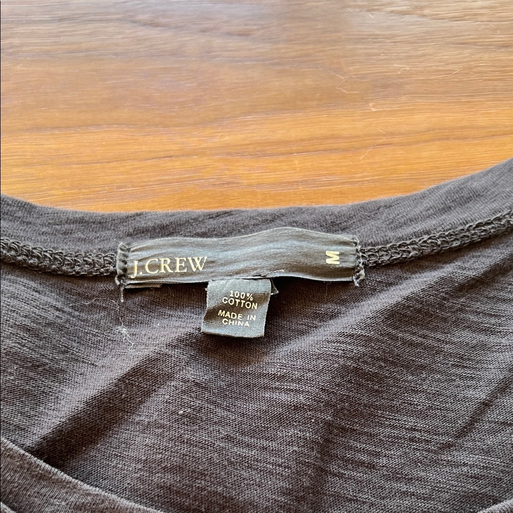 J. Crew Charcoal Gray Appliqué Cotton Tee - Picture 2 of 6